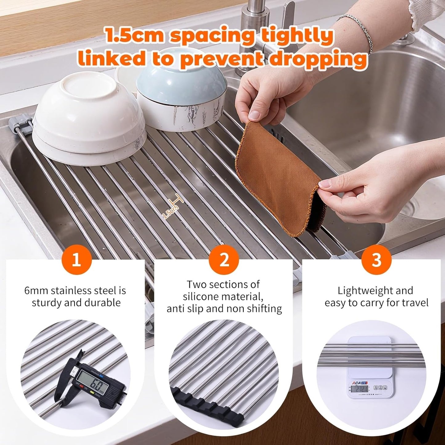 Esila Scolapiatti da Appoggio in Acciaio Inossidabile